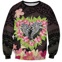 Polynesia Valentine's Day Sweatshirt Hammerhead Shark Plumeria With Polynesian Pattern LT14 Unisex Black - Polynesian Pride