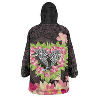 Polynesia Valentine's Day Wearable Blanket Hoodie Hammerhead Shark Plumeria With Polynesian Pattern LT14 - Polynesian Pride