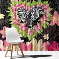 Polynesia Valentine's Day Window Curtain Hammerhead Shark Plumeria With Polynesian Pattern LT14 - Polynesian Pride