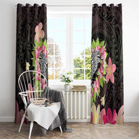 Polynesia Valentine's Day Window Curtain Hammerhead Shark Plumeria With Polynesian Pattern LT14 - Polynesian Pride