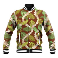 Brown Hawaii Plumeria Lei With Tropical Leaves Baseball Jacket LT14 Unisex Brown - Polynesian Pride