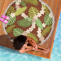 Brown Hawaii Plumeria Lei With Tropical Leaves Beach Blanket LT14 - Polynesian Pride