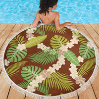 Brown Hawaii Plumeria Lei With Tropical Leaves Beach Blanket LT14 - Polynesian Pride