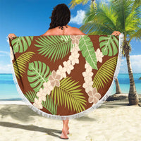 Brown Hawaii Plumeria Lei With Tropical Leaves Beach Blanket LT14 - Polynesian Pride
