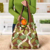 Brown Hawaii Plumeria Lei With Tropical Leaves Grocery Bag LT14 - Polynesian Pride