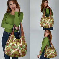 Brown Hawaii Plumeria Lei With Tropical Leaves Grocery Bag LT14 - Polynesian Pride