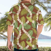 Brown Hawaii Plumeria Lei With Tropical Leaves Hawaiian Shirt LT14 - Polynesian Pride