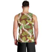 Brown Hawaii Plumeria Lei With Tropical Leaves Men Tank Top LT14 - Polynesian Pride