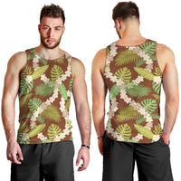 Brown Hawaii Plumeria Lei With Tropical Leaves Men Tank Top LT14 - Polynesian Pride