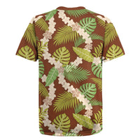 Brown Hawaii Plumeria Lei With Tropical Leaves Rugby Jersey LT14 - Polynesian Pride