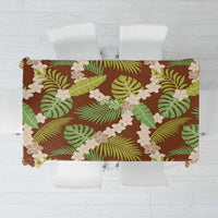 Brown Hawaii Plumeria Lei With Tropical Leaves Tablecloth LT14 Brown - Polynesian Pride