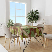 Brown Hawaii Plumeria Lei With Tropical Leaves Tablecloth LT14 - Polynesian Pride