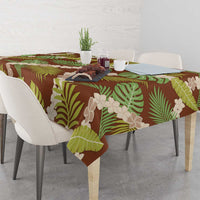 Brown Hawaii Plumeria Lei With Tropical Leaves Tablecloth LT14 - Polynesian Pride