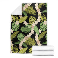 Black Hawaii Plumeria Lei With Tropical Leaves Blanket LT14 - Polynesian Pride