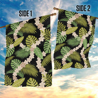 Black Hawaii Plumeria Lei With Tropical Leaves Garden Flag LT14 - Polynesian Pride