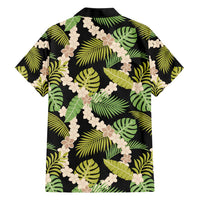 Black Hawaii Plumeria Lei With Tropical Leaves Hawaiian Shirt LT14 - Polynesian Pride