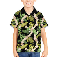 Black Hawaii Plumeria Lei With Tropical Leaves Hawaiian Shirt LT14 - Polynesian Pride