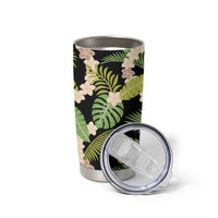 Black Hawaii Plumeria Lei With Tropical Leaves Tumbler Cup