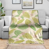 Beige Hawaii Plumeria Lei With Tropical Leaves Blanket LT14 - Polynesian Pride