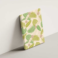 Beige Hawaii Plumeria Lei With Tropical Leaves Canvas Wall Art LT14 - Polynesian Pride