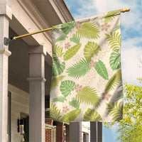 Beige Hawaii Plumeria Lei With Tropical Leaves Garden Flag LT14 House Flag Beige - Polynesian Pride