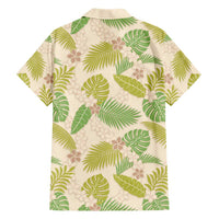Beige Hawaii Plumeria Lei With Tropical Leaves Hawaiian Shirt LT14 - Polynesian Pride
