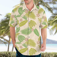 Beige Hawaii Plumeria Lei With Tropical Leaves Hawaiian Shirt LT14 - Polynesian Pride