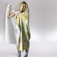 Beige Hawaii Plumeria Lei With Tropical Leaves Hooded Blanket LT14 - Polynesian Pride