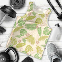 Beige Hawaii Plumeria Lei With Tropical Leaves Men Tank Top LT14 - Polynesian Pride