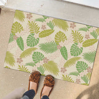 Beige Hawaii Plumeria Lei With Tropical Leaves Rubber Doormat LT14 - Polynesian Pride