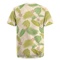 Beige Hawaii Plumeria Lei With Tropical Leaves Rugby Jersey LT14 - Polynesian Pride