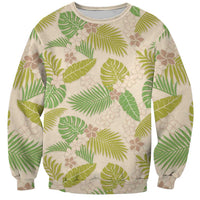 Beige Hawaii Plumeria Lei With Tropical Leaves Sweatshirt LT14 Unisex Beige - Polynesian Pride