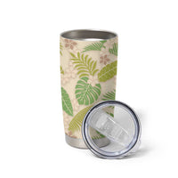 Beige Hawaii Plumeria Lei With Tropical Leaves Tumbler Cup