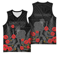 Personalised New Zealand ANZAC Day Basketball Jersey Lest We Forget Soldier Memorial LT15 - Polynesian Pride