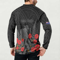 Personalised New Zealand ANZAC Day Button Sweatshirt Lest We Forget Soldier Memorial LT15 - Polynesian Pride
