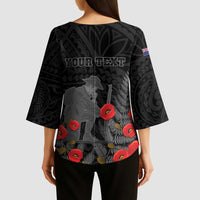 Personalised New Zealand ANZAC Day Kimono Sleeve Blouse Lest We Forget Soldier Memorial LT15 - Polynesian Pride
