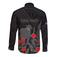 Personalised New Zealand ANZAC Day Long Sleeve Button Shirt Lest We Forget Soldier Memorial LT15 - Polynesian Pride