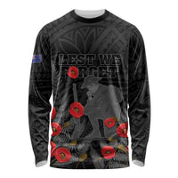 Personalised New Zealand ANZAC Day Long Sleeve Shirt Lest We Forget Soldier Memorial LT15 Unisex Black - Polynesian Pride