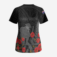 Personalised New Zealand ANZAC Day Scrub Top Lest We Forget Soldier Memorial