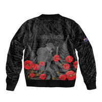 Personalised New Zealand ANZAC Day Sleeve Zip Bomber Jacket Lest We Forget Soldier Memorial LT15 - Polynesian Pride