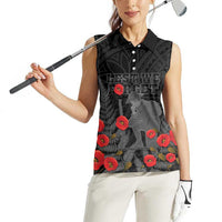 Personalised New Zealand ANZAC Day Women Sleeveless Polo Shirt Lest We Forget Soldier Memorial