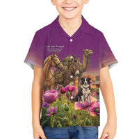 ANZAC Day Kid Hawaiian Shirt Lest We Forget The Animals Of War LT15 Kid Purple - Polynesian Pride