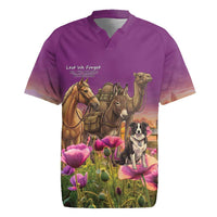 ANZAC Day Rugby Jersey Lest We Forget The Animals Of War LT15 Purple - Polynesian Pride
