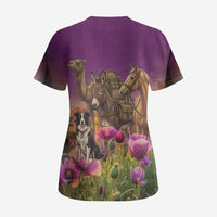 ANZAC Day Scrub Top Lest We Forget The Animals Of War LT15 - Polynesian Pride