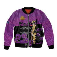 ANZAC Soldier and War Animals Bomber Jacket We Will Remember Them LT15 Unisex Purple - Polynesian Pride