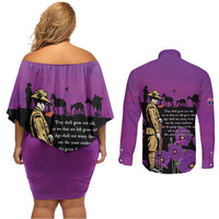 ANZAC Soldier and War Animals Couples Matching Off Shoulder Short Dress and Long Sleeve Button Shirt We Will Remember Them LT15 - Polynesian Pride