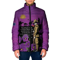 ANZAC Soldier and War Animals Padded Jacket We Will Remember Them LT15 Men Purple - Polynesian Pride