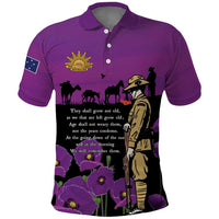 ANZAC Soldier and War Animals Polo Shirt We Will Remember Them LT15 Purple - Polynesian Pride