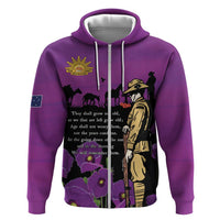 ANZAC Soldier and War Animals Zip Hoodie We Will Remember Them LT15 Zip Hoodie Purple - Polynesian Pride