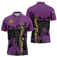 ANZAC Soldier and War Animals Zipper Polo Shirt We Will Remember Them LT15 - Polynesian Pride
